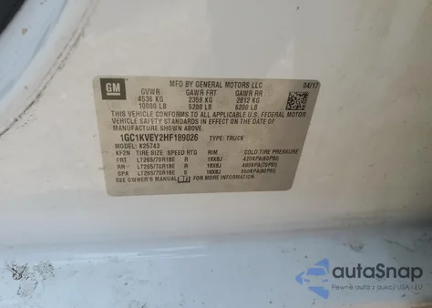 2017 Chevrolet Silverado K2500 Heavy Duty Lt from USA, damaged, VIN 1GC1KVEY2HF189026